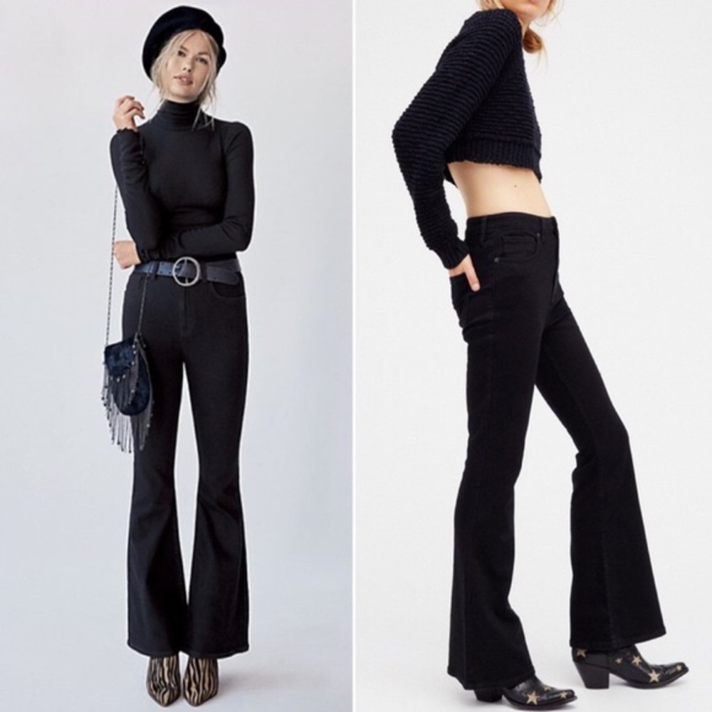 ❌MOVING SALE❌ FREE PEOPLE high raise flare jeans - Picture 2 of 8